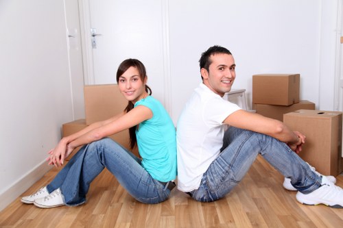 Packed boxes and furniture ready for removals in Ruislip