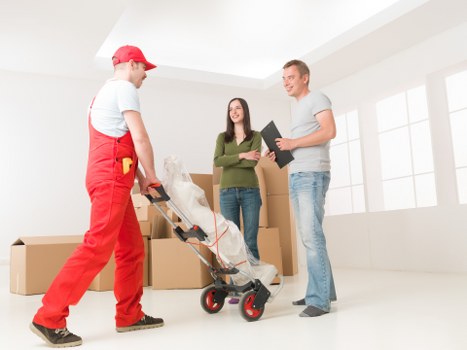 A newly moved-in flat in Ruislip with organised boxes and furniture